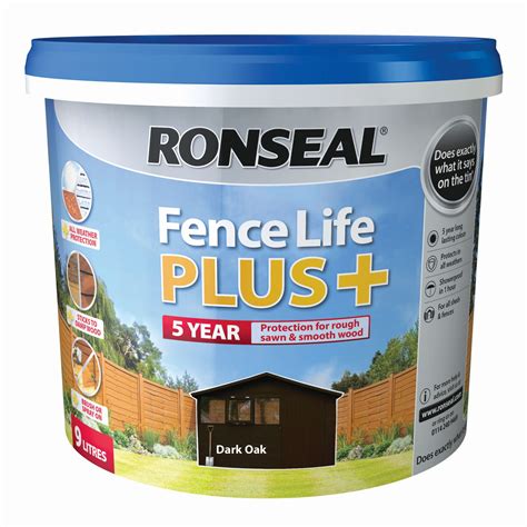 ronseal fence life plus 9 litre dark oak